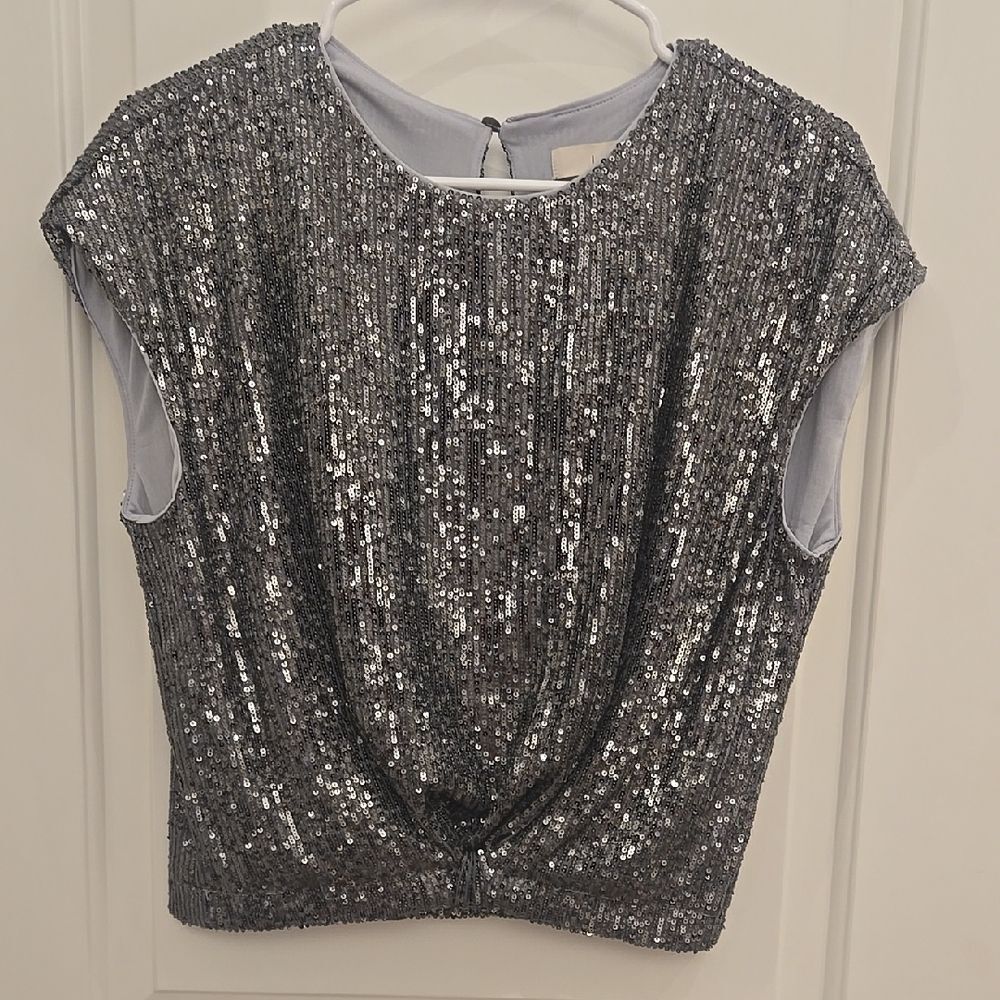 Loft Silver Sequin Women's Top, SIZE s, NWOT